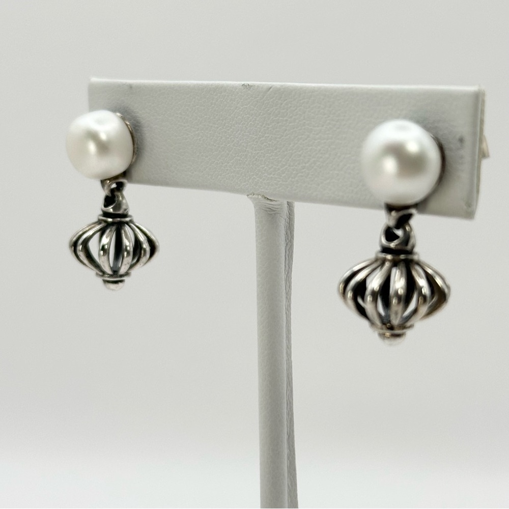 Lagos Silver Luna Pearl Drop Earrings